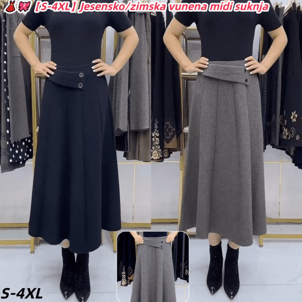 【Zimska rasprodaja】👗🎀【S-4XL】Jesensko/zimska vunena midi suknja