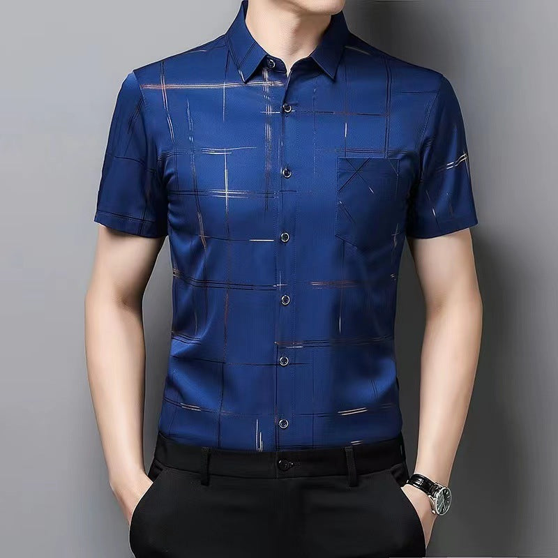 【Комплект от 2 броя】(M–4XL) Мъжка риза от ледена коприна – лека и дишаща, с гладко и меко усещане