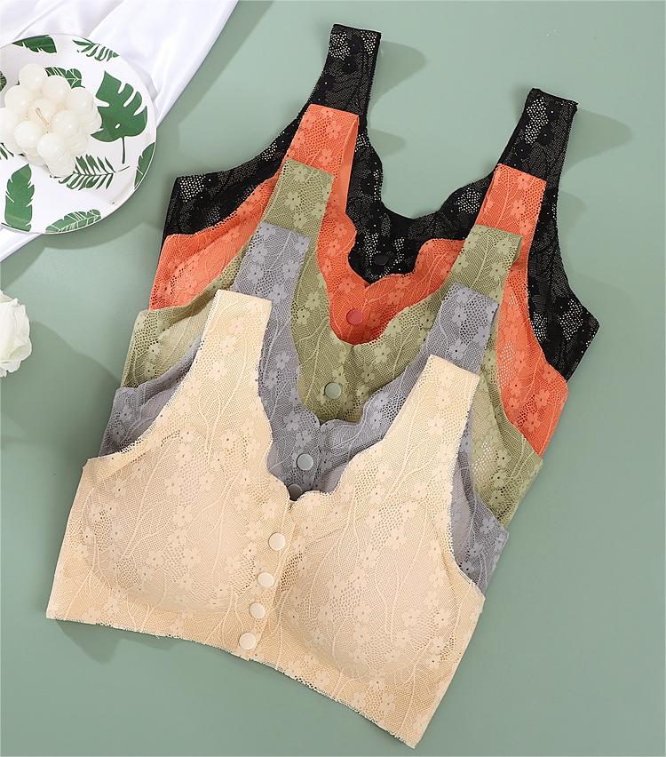 😍【3-delni komplet】Ženski nedrček brez žic z gumbi na sprednji strani❤️【40-100kg】