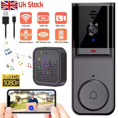 🔥Bezprzewodowy dzwonek do drzwi z kamerą: 1080P, kąt widzenia 170°, ekran 4,3 cala, wodoodporność zewnętrzna IPX65, widzenie nocne