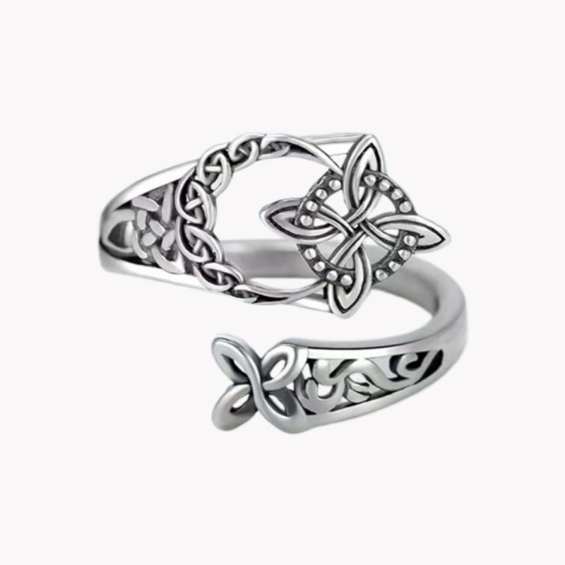 [Комплект от 2 броя] Винтидж пръстен с геометричен кръстосан ажурен дизайн, келтски пръстен