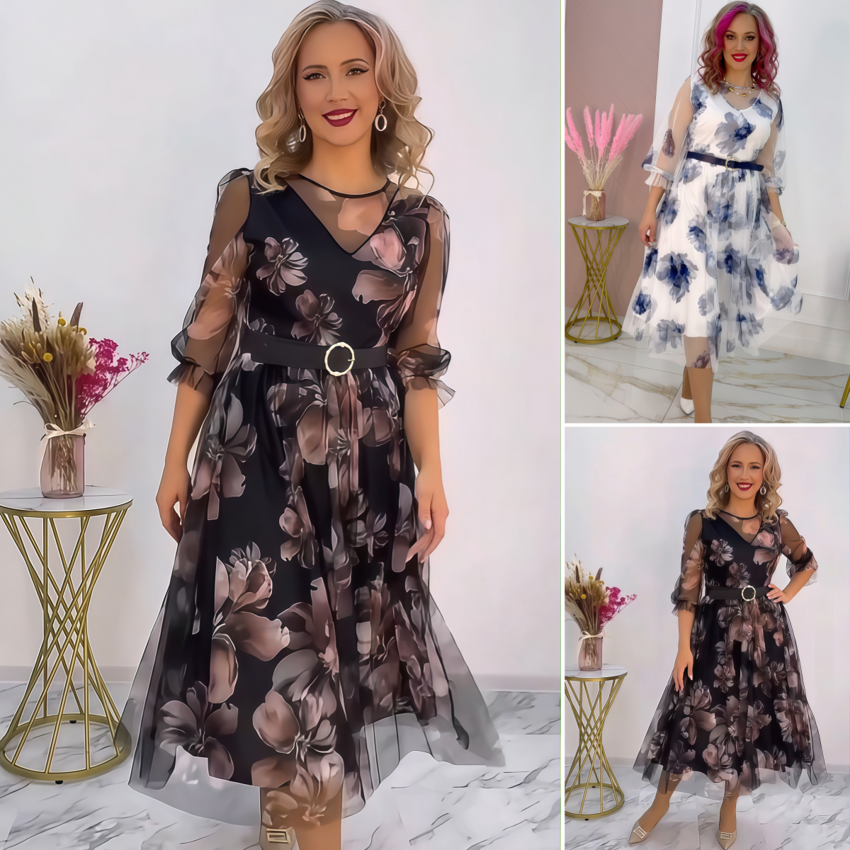 👗Промоция – Намаление 40%🌸【S-5XL】Изцяло нова елегантна рокля с щампа