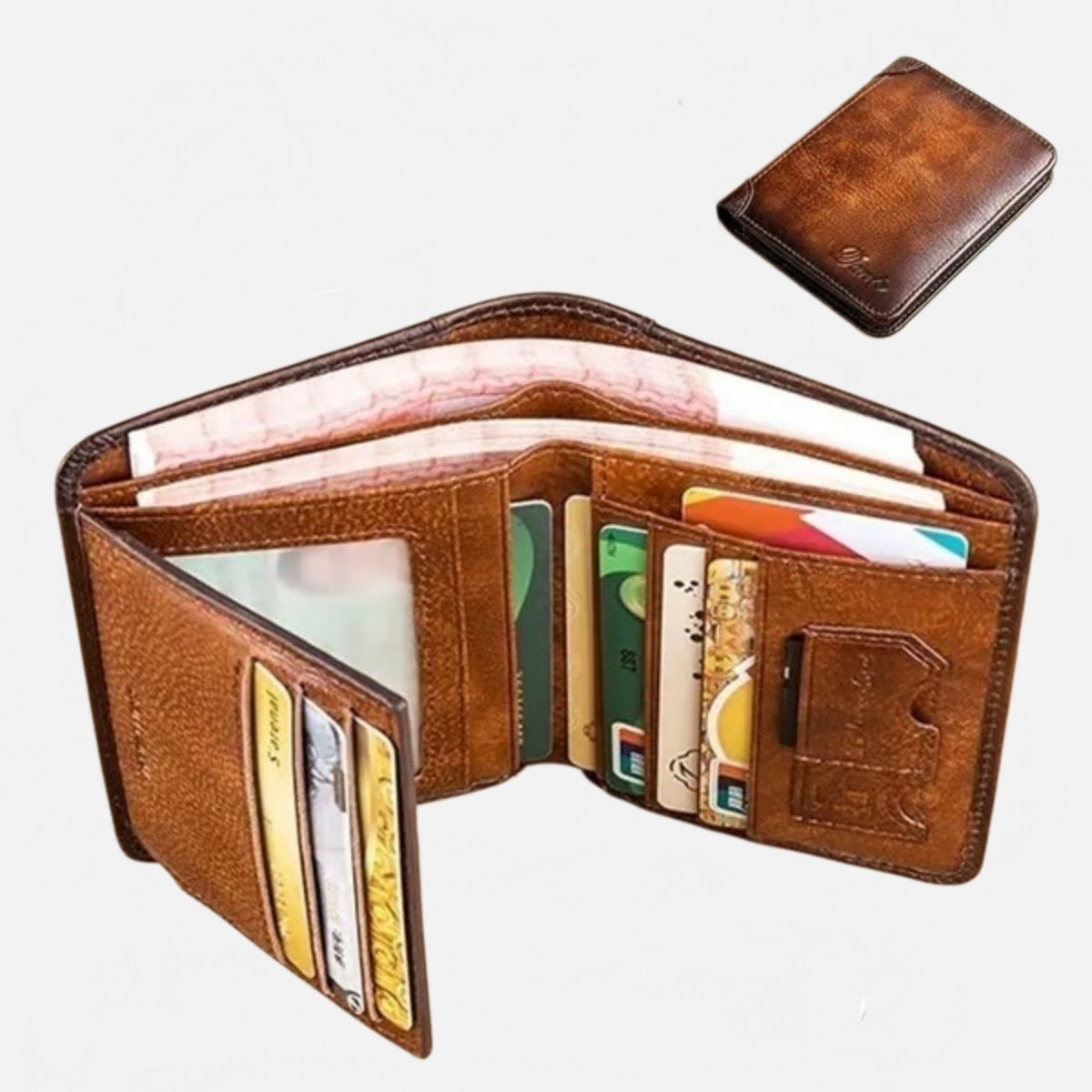 Мъжки защитен портфейл RFID защита тънък голям капацитет с много отделения за карти