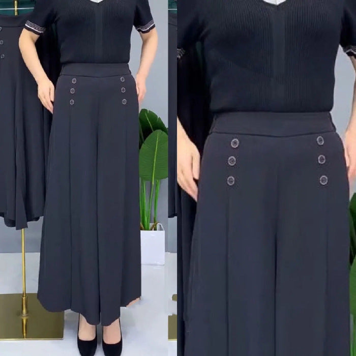 💖【M-5XL】Žensko modno široko drapirano krilo z visokim pasom