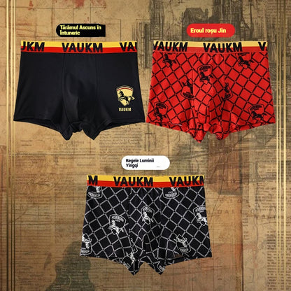 💥【1 zestaw 3 sztuk】🚹✅🔥Męska oddychająca bielizna z jedwabiu lodowego, wygodna bielizna, bezszwowa, duży rozmiar, modne nadruki