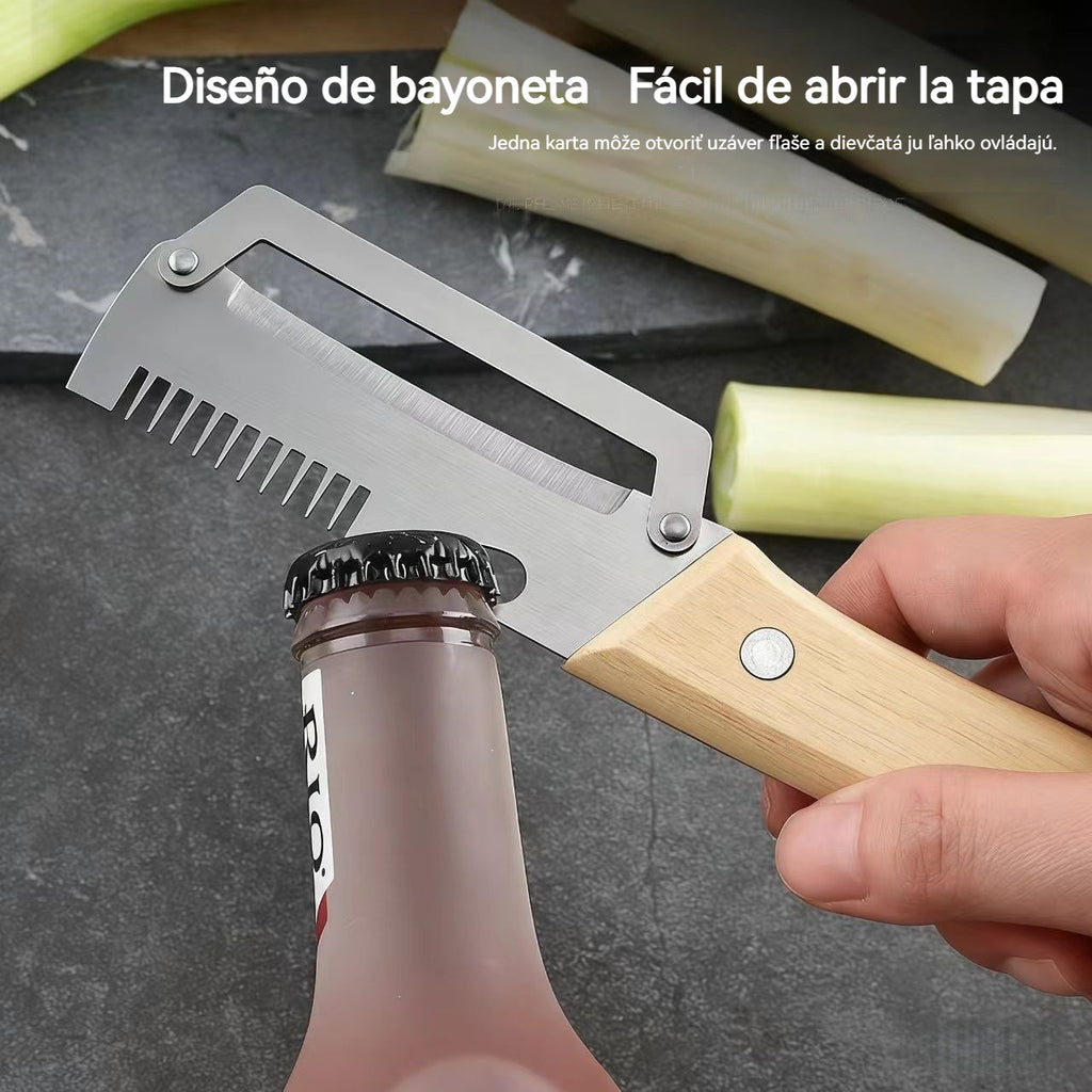 ✅【Kúp 1 a získaj 1 zadarmo】🧅🔪 Viacúčelová kuchynská škrabka 3 v 1: olúpa, krája a otvára uzávery fliaš! 🔥