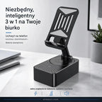 🔥 3 w 1: głośnik Bluetooth + ładowarka + stojak 360° na telefon komórkowy 📱🔊⚡