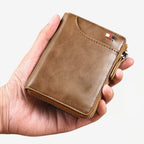 Мъжки кожен портфейл с RFID защита, черен, компактен