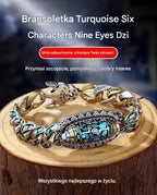 🔥Best Seller ✨ Bransoletka retro z sześciocyfrowym turkusem i mantrą ze srebra próby 925 z przenoszonymi koralikami