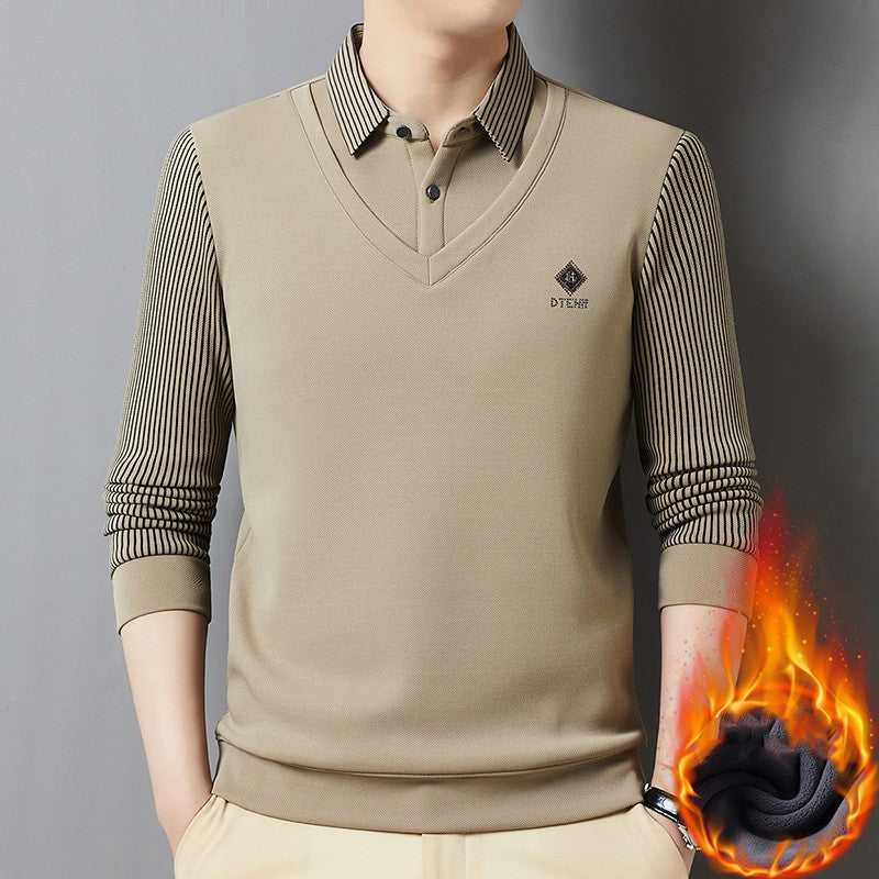 🔥Sezonska akcija 50% popusta【M-4XL】👔Muška premium kašmir dvodijelna topla majica s dugim rukavima