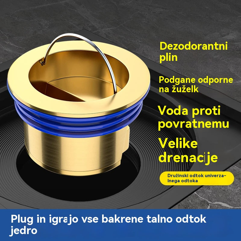 🔥【Vroča prodaja – Kupi 1, dobiš 1 gratis!】Univerzalni medeninasti talni odtok z jedrom proti vonju 🚿✨
