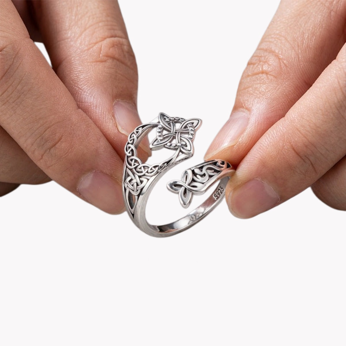 [Комплект от 2 броя] Винтидж пръстен с геометричен кръстосан ажурен дизайн, келтски пръстен