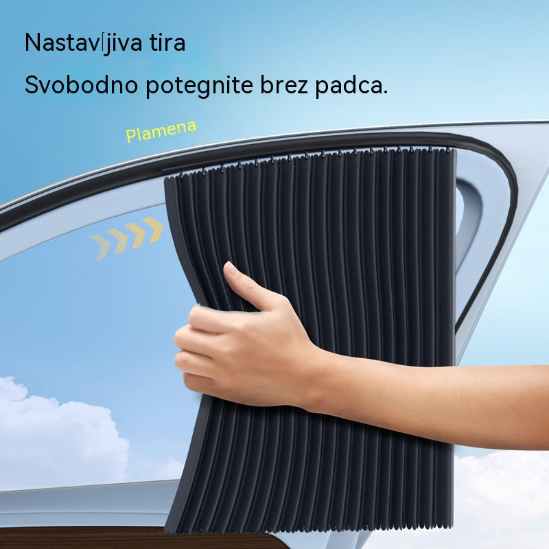 [4-delni komplet] Zavesa za senčnik za avtomobilska okna z drsno tirnico in toplotno izolacijo