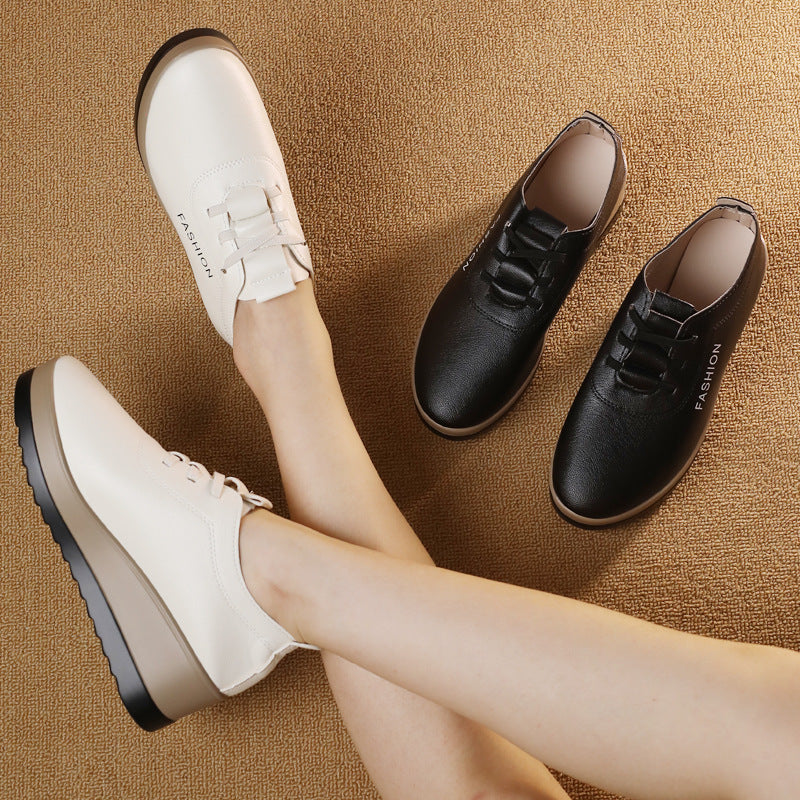 🔥【Kupite jedan, drugi dobijete gratis】【35-42】Ženske kožne cipele s debelim potplatom, novi modni trend u jesen