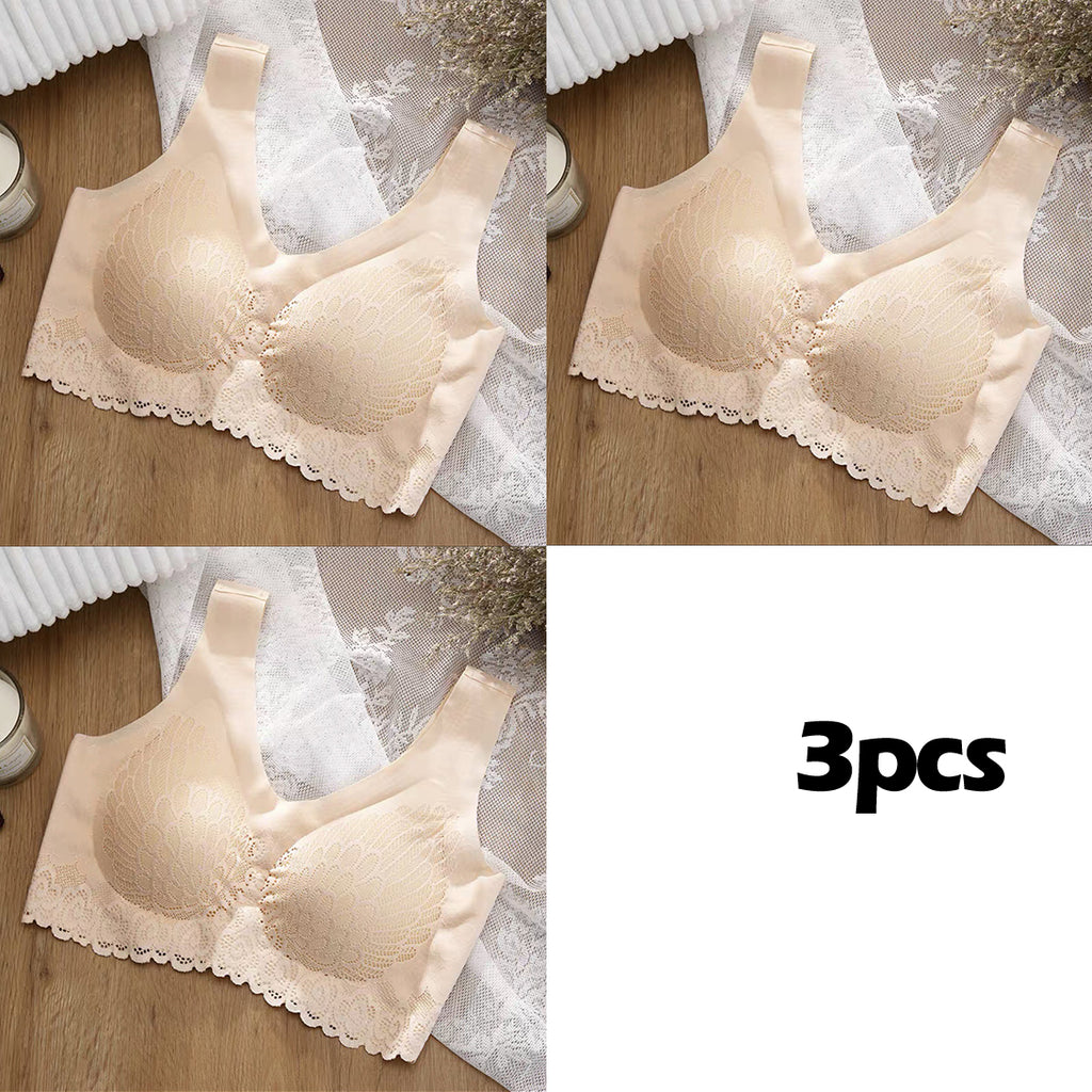 🔥【Paket 3】Úžasná čipkovaná bezšvová podprsenka z ľadového hodvábu, bez kostíc
