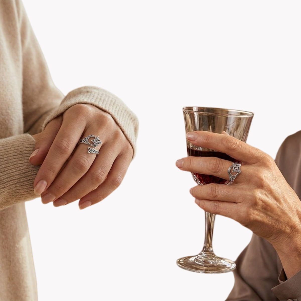 [Комплект от 2 броя] Винтидж пръстен с геометричен кръстосан ажурен дизайн, келтски пръстен