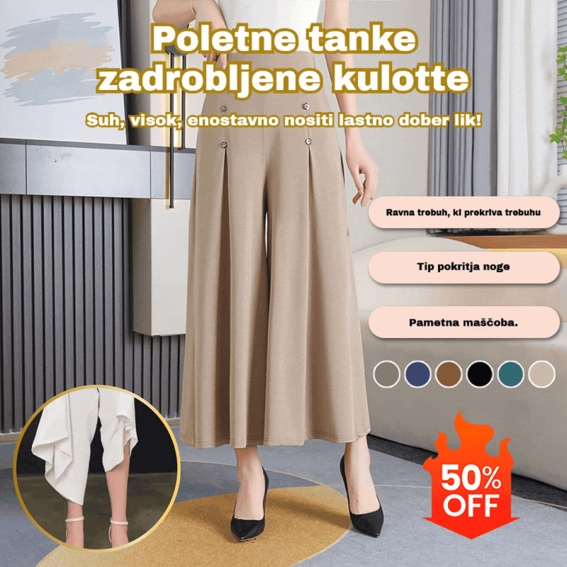 💖【M-5XL】Žensko modno široko drapirano krilo z visokim pasom