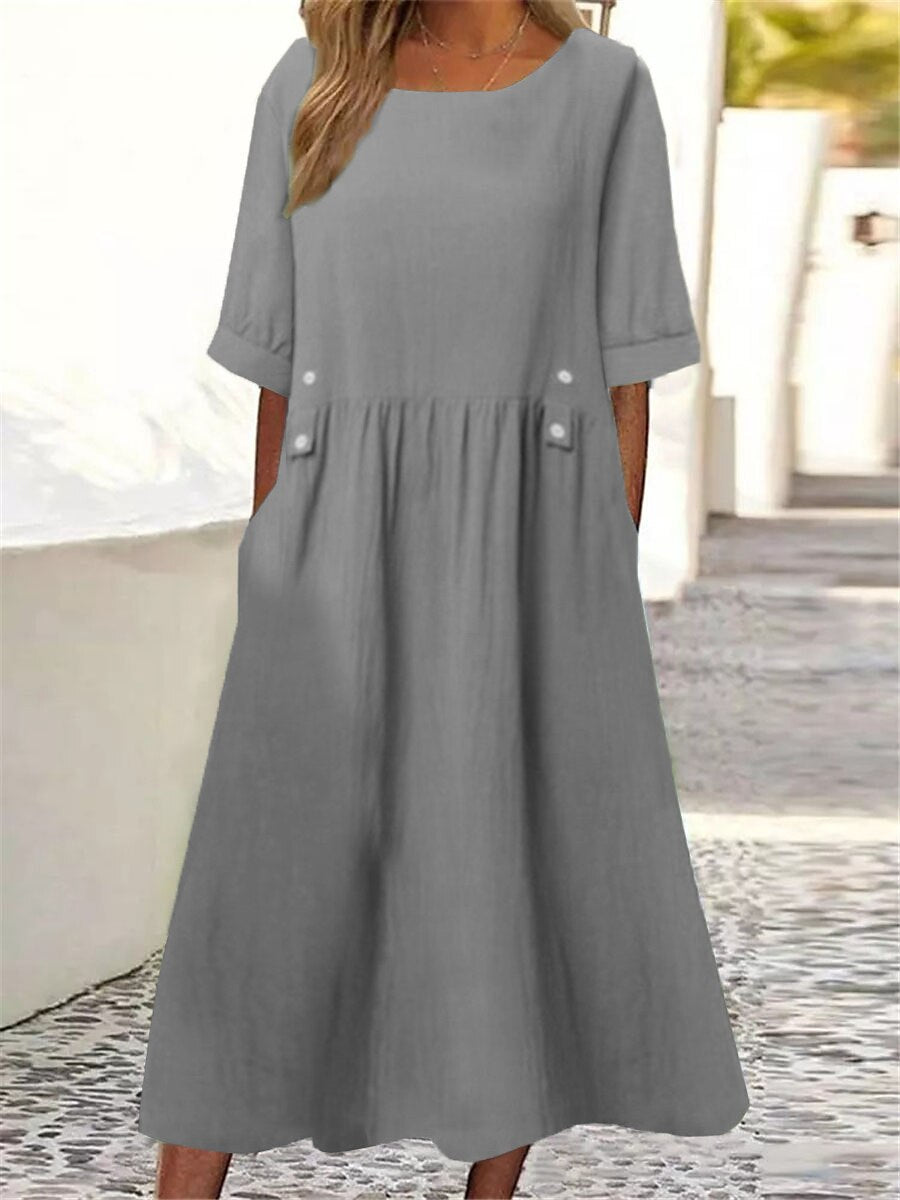👗2026 Нова семпла и изискана едноцветна рокля