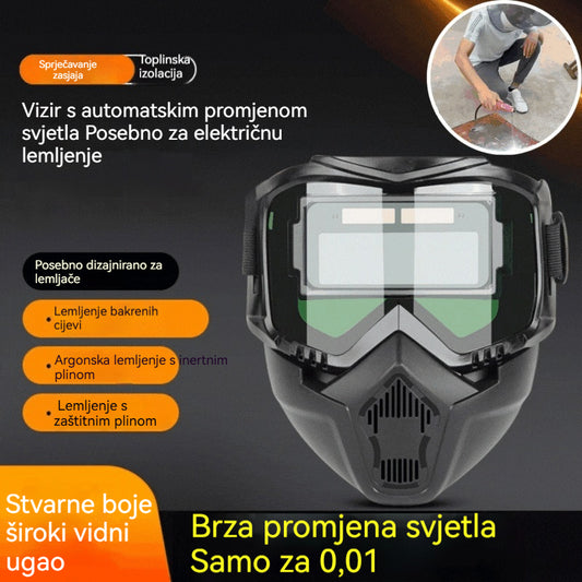 😎 Potpuno automatska kaciga za zalogaje s zaštitnom maskom i glavnom izmjenom svjetla za zalogaje
