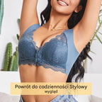 💖【Zestaw 5-częściowy】😍🩲Biustonosz z efektem uniesienia i piękną koronką na plecach, duży rozmiar, z wycięciem push-up i zapięciem z przodu【40-100 kg】