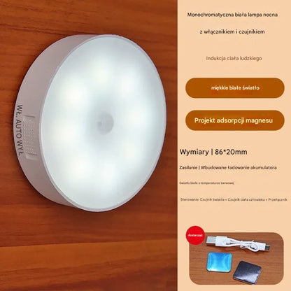 Lampka LED z Czujnikiem Ruchu Akumulatorowa Magnetyczna (Pack 4 Sztuki) - Łatwa Instalacja na Magnes
