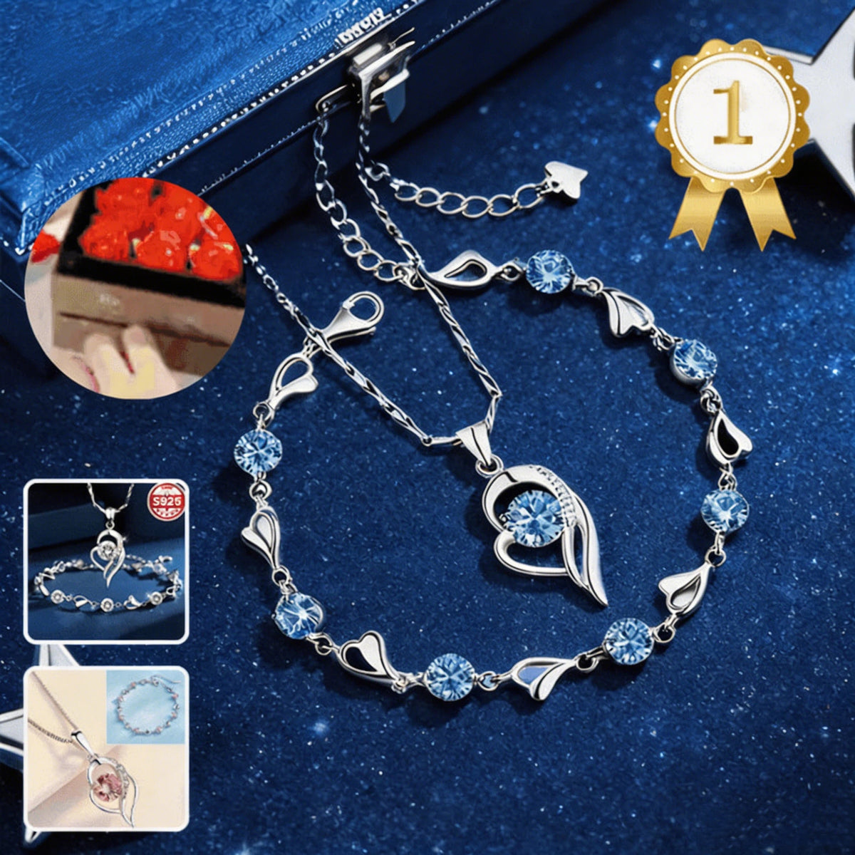 ✨✨【Kup 1, otrzymaj 1 gratis】💎💎Zestaw bransoletki i naszyjnika ze srebra 925 – Heart of the Ocean ✅️Płatność przy odbiorze ✅️2 artykuły ze zniżką 70%