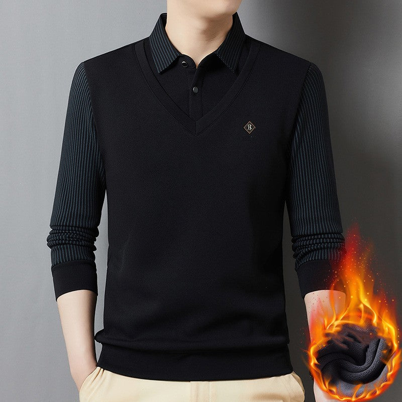 🔥Sezonska akcija 50% popusta【M-4XL】👔Muška premium kašmir dvodijelna topla majica s dugim rukavima