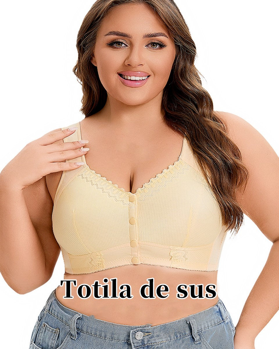 【3 ks.】💕🎁（40kg-165kg）Extra veľká priedušná bavlnená podprsenka s prednými gombíkmi