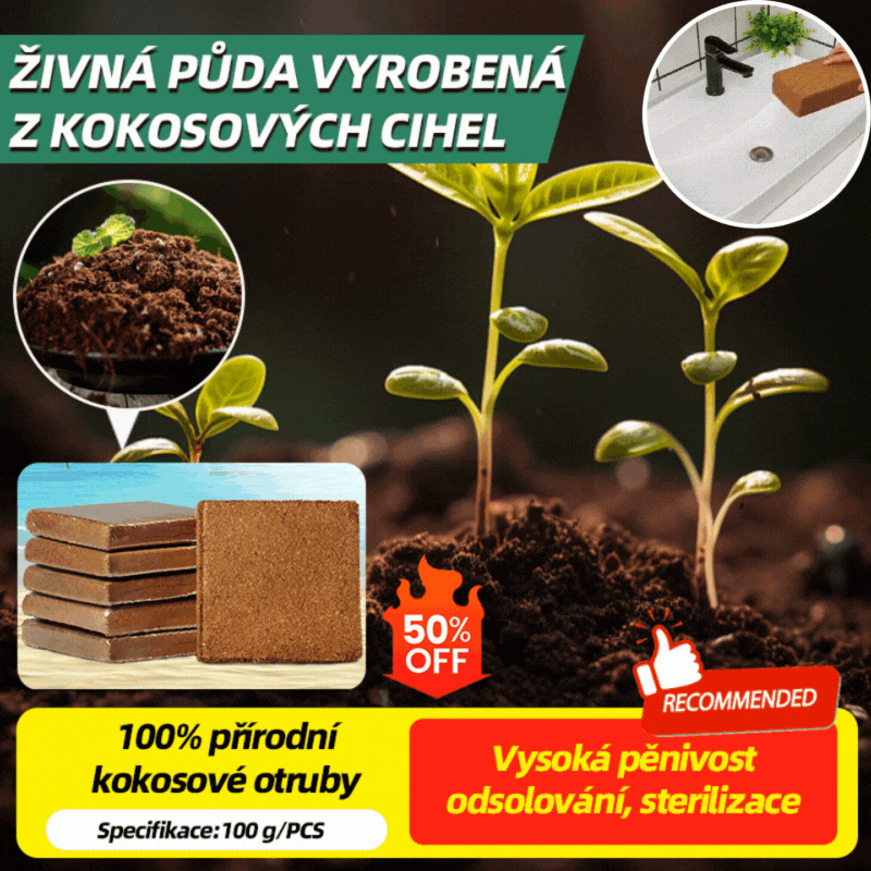 🔥🔥【3ks】Výživná kokosová tehlová pôda