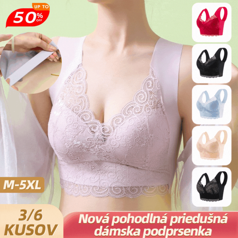 【3 kusov】Nová dámska pohodlná a priedušná podprsenka 【40kg-110kg】