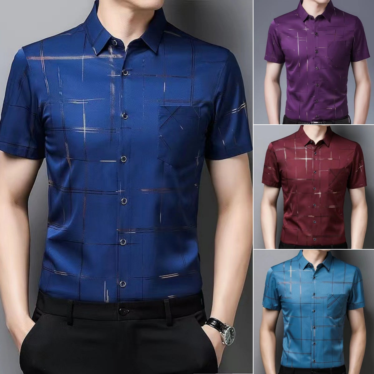【Комплект от 2 броя】(M–4XL) Мъжка риза от ледена коприна – лека и дишаща, с гладко и меко усещане