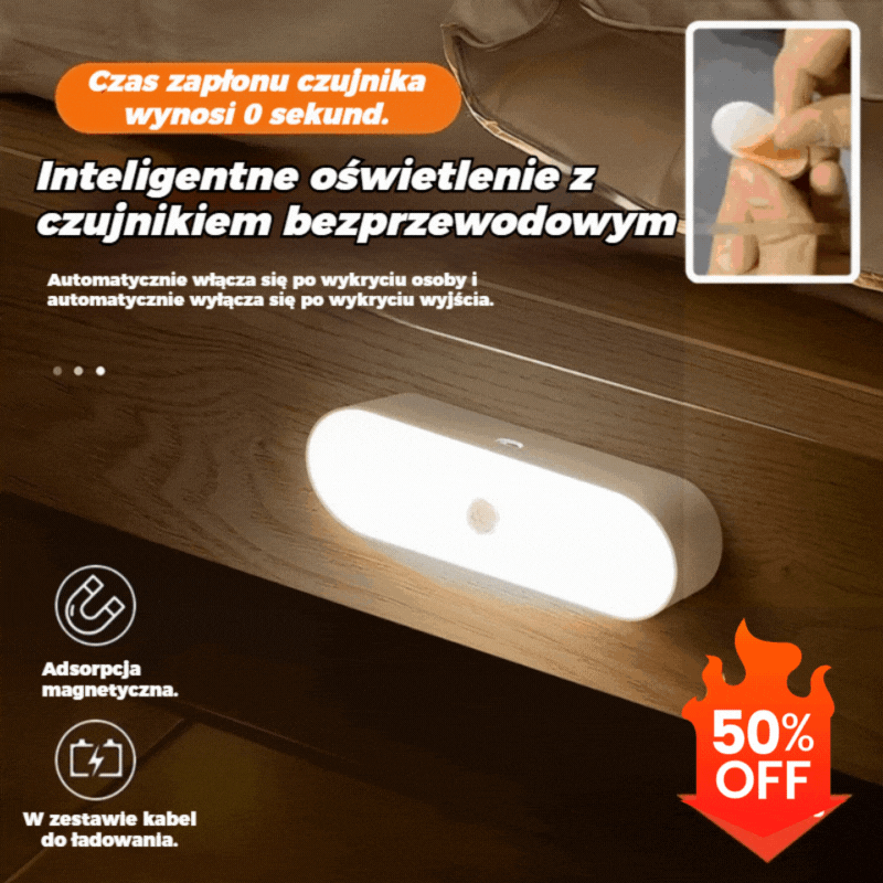 💥✨【Kup 1 sztuki i otrzymaj 1 gratis】🏡💡Inteligentna dioda LED z wykrywaniem ciała ludzkiego, łatwa w ładowaniu i praktyczna