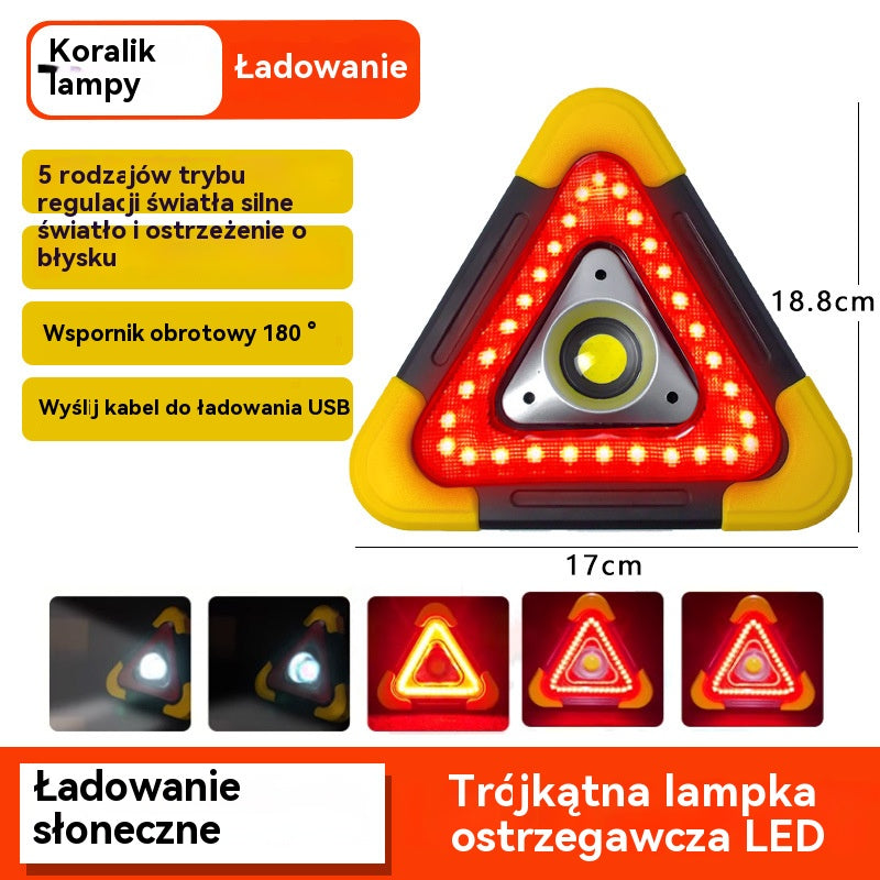🔥Nowość 2025🔥Trójkąt ostrzegawczy z zasilaniem solarnym, trzy w jednym