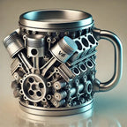 ☕️ Чаша за кафе от неръждаема стомана с тема двигател V6/V8 [11*11,5*8 см]