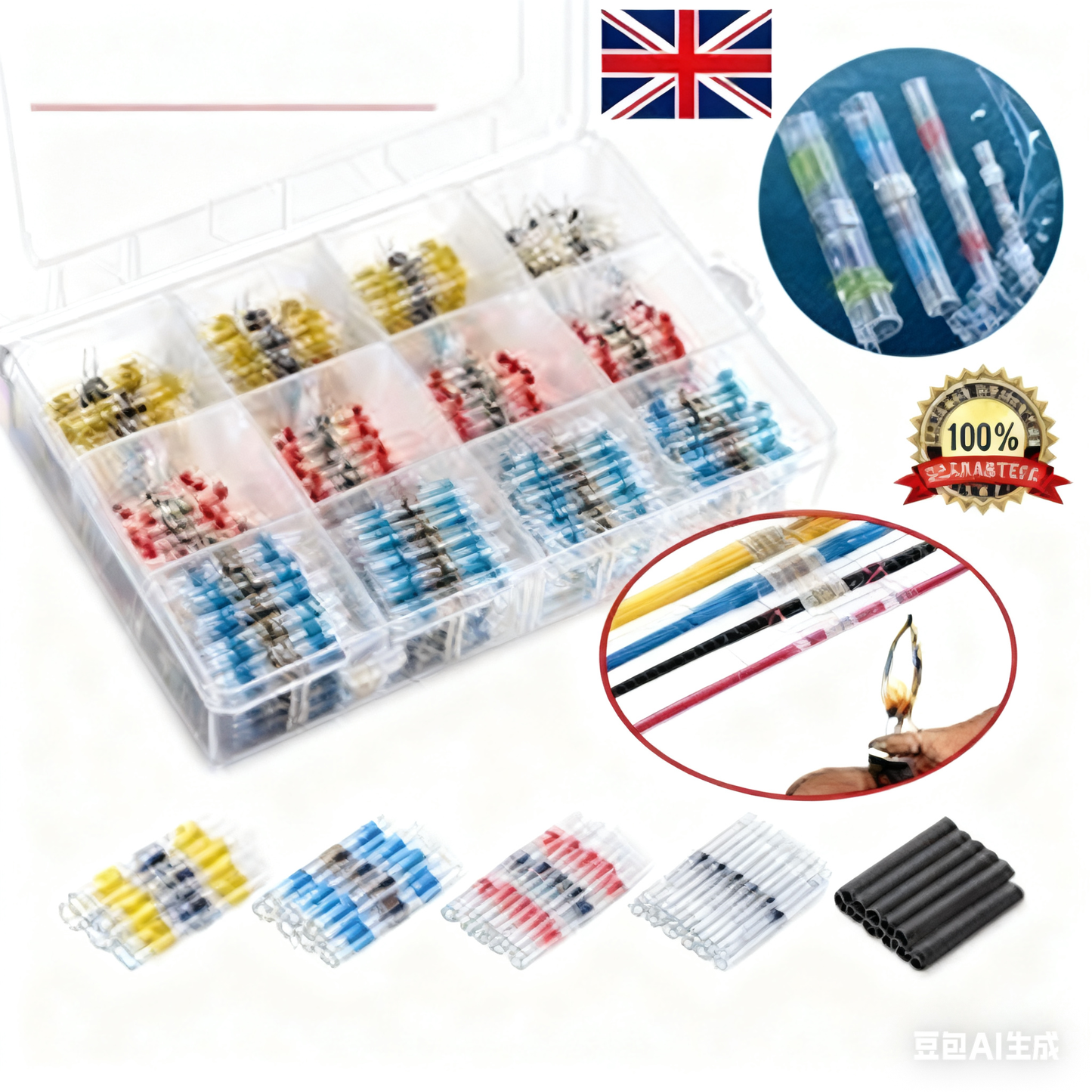 【100 komada】 popravak puknuća žice, komplet konektora termoskupljajuće žice