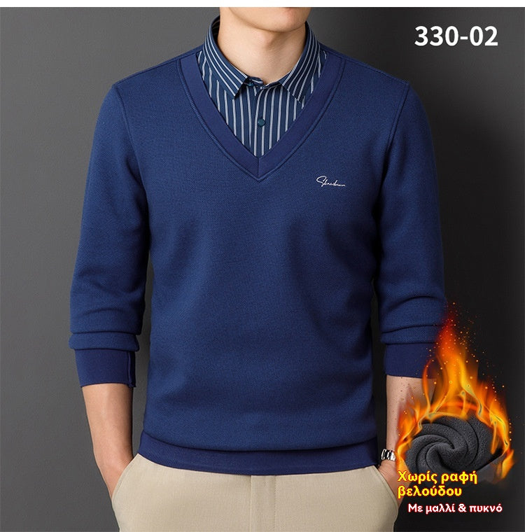 ✈️Oferta specjalna🔥【L-4XL】Męska ciepła, ocieplana bluza polarowa z kołnierzykiem koszulowym