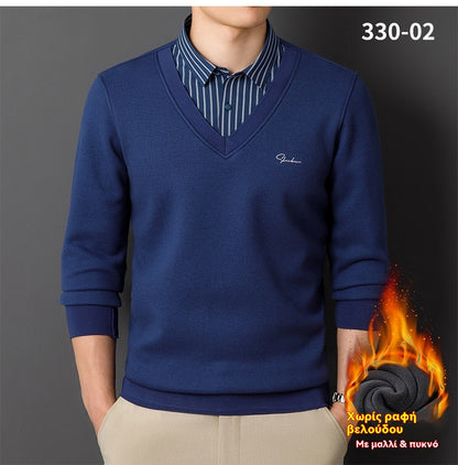 ✈️Oferta specjalna🔥【L-4XL】Męska ciepła, ocieplana bluza polarowa z kołnierzykiem koszulowym