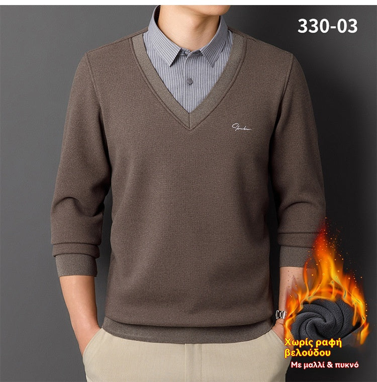 ✈️Oferta specjalna🔥【L-4XL】Męska ciepła, ocieplana bluza polarowa z kołnierzykiem koszulowym