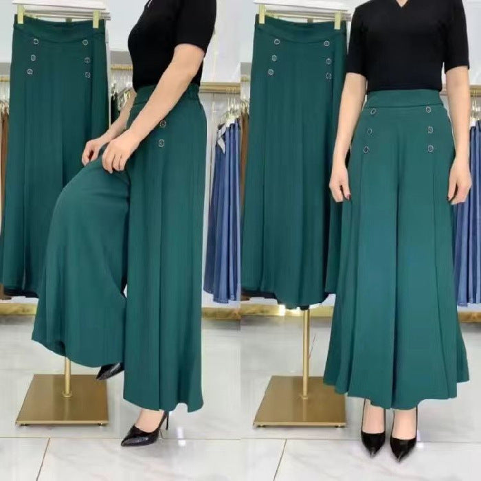 💖【M-5XL】Žensko modno široko drapirano krilo z visokim pasom