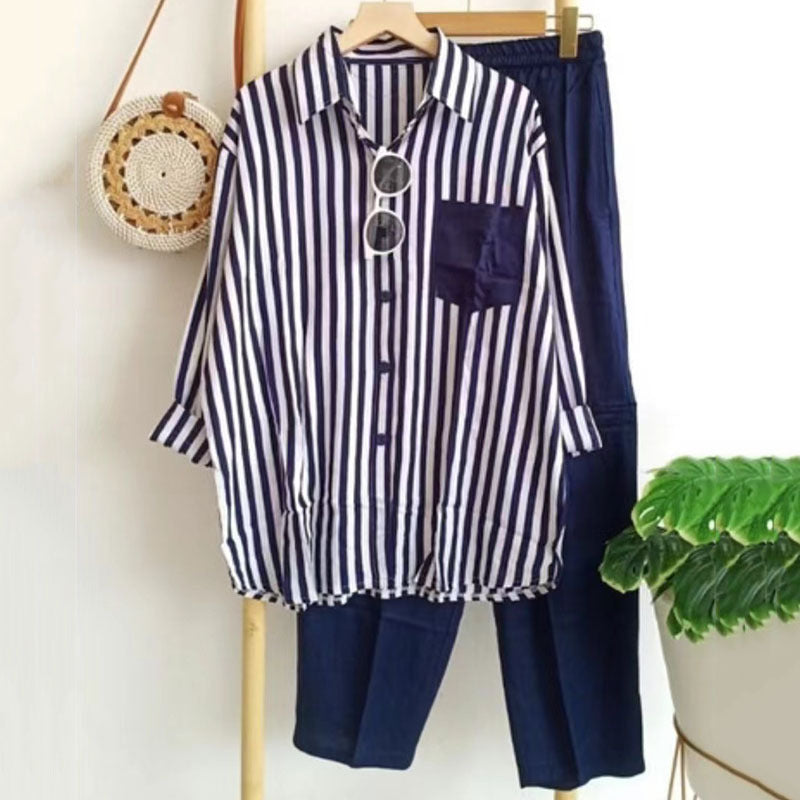 Стилен комплект от две части на райета