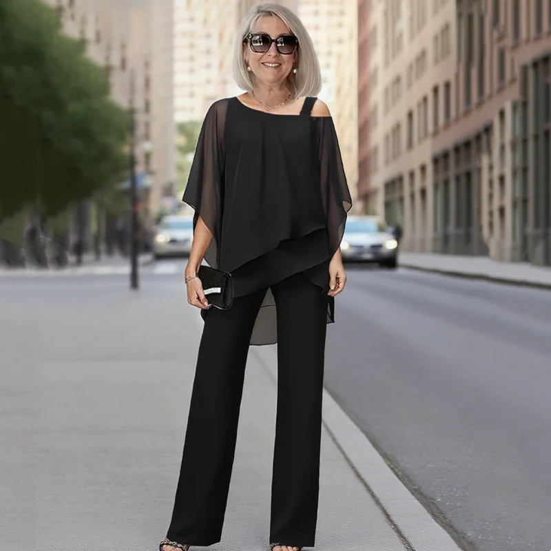 ⏳Časovno omejena ponudba⏰【50–120 KG】👚👖Ženski dvodelni komplet, prijazen do kože z odprtimi rameni✅【Top + hlače】