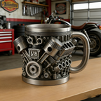 Чаша за кафе от неръждаема стомана Creative Engine V6V8, механичен дизайн