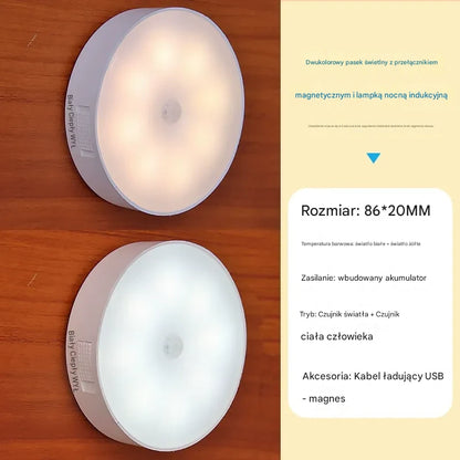 Lampka LED z Czujnikiem Ruchu Akumulatorowa Magnetyczna (Pack 4 Sztuki) - Łatwa Instalacja na Magnes