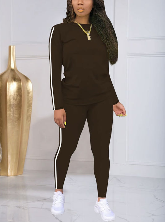 🍁🍂 Ženski prugasti dvodijelni komplet dugih rukava i hlača. Ležeran, elegantan i udoban, savršen za svakodnevno nošenje na otvorenom.