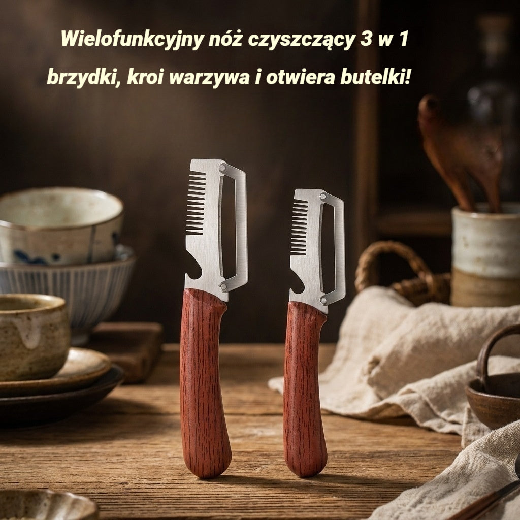 ✅ Kup 1, a dostaniesz 2 (łącznie 2 sztuki) 🧅🔪 Wielofunkcyjny nóż do obierania 3 w 1: czyści, kroi warzywa i otwiera butelki! 🔥