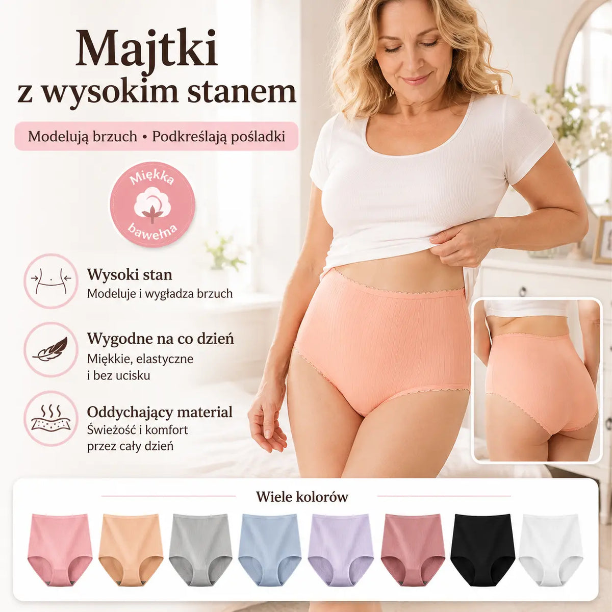 【 8 szt】Koszt jednego zestawu 109 zł🌸Ostatni dzień 50% zniżki - Wodoodporne, antybakteryjne majtki z wysokim stanem