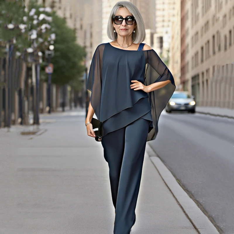 ⏳Časovno omejena ponudba⏰【50–120 KG】👚👖Ženski dvodelni komplet, prijazen do kože z odprtimi rameni✅【Top + hlače】