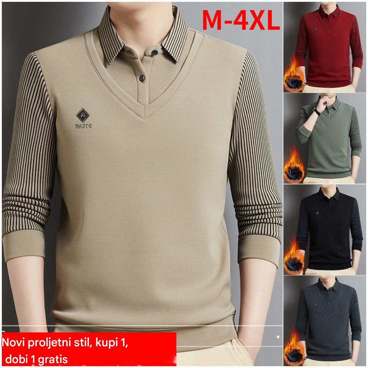 🔥Sezonska akcija 50% popusta【M-4XL】👔Muška premium kašmir dvodijelna topla majica s dugim rukavima