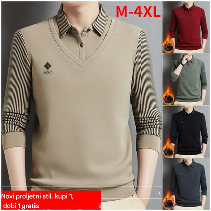 🔥Sezonska akcija 50% popusta【M-4XL】👔Muška premium kašmir dvodijelna topla majica s dugim rukavima