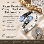 Ostatni dzień: 50% zniżki na pierścionek z kwiatem z kamienia księżycowego w stylu vintage. Regulowany rozmiar · Ponadczasowa elegancja